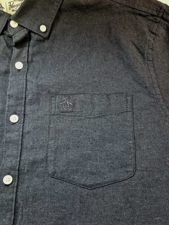 NWOT Original Penguin Short Sleeve Oxford Shirt - Dark Sapphire Blue L Cotton - Picture 7 of 11